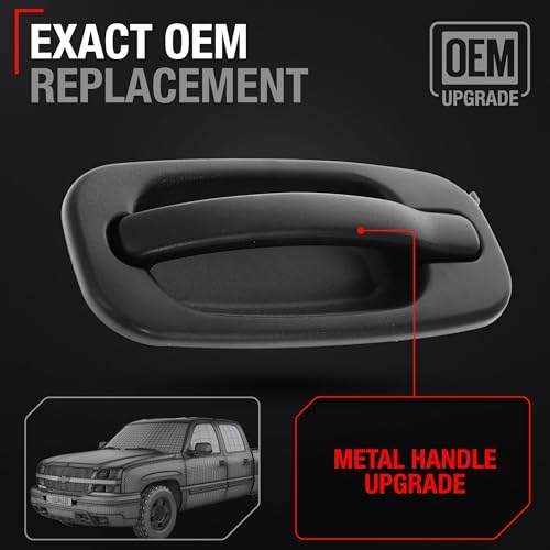 T1A Exterior Rear Driver Door Handle Upgraded Metal Compatible with 19992006 Chevrolet Silverado Tahoe Suburban Avalanche 9906 GMC Sierra Yukon Textured Black OEM 15721571 80579 GM1520105 - Image 3