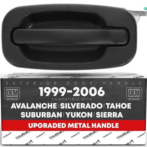 T1A Exterior Rear Driver Door Handle Upgraded Metal Compatible with 19992006 Chevrolet Silverado Tahoe Suburban Avalanche 9906 GMC Sierra Yukon Textured Black OEM 15721571 80579 GM1520105 - Image 1