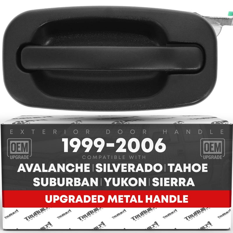 T1A Exterior Rear Driver Door Handle Upgraded Metal Compatible with 19992006 Chevrolet Silverado Tahoe Suburban Avalanche 9906 GMC Sierra Yukon Textured Black OEM 15721571 80579 GM1520105 - Image 2