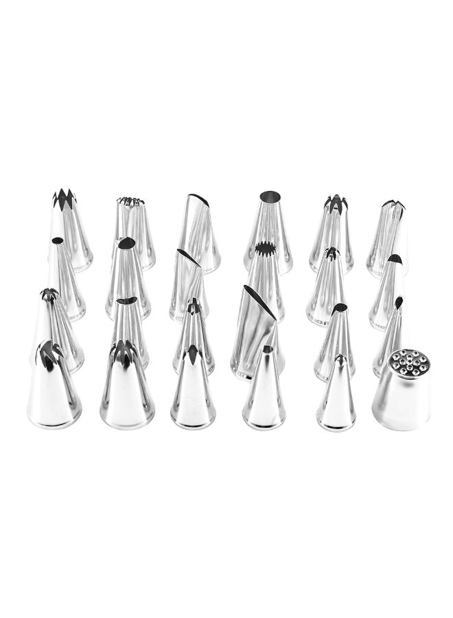 Angel city 24-Piece Icing Piping Nozzles Set Silver - Image 1