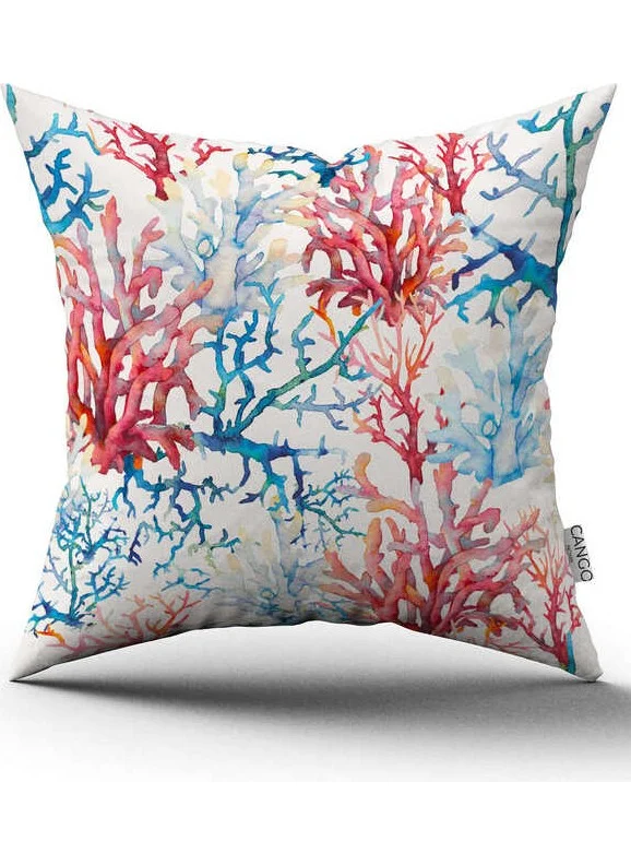 Cango Home Double Sided Red Blue Marine Patterned Digital Printed Throw Pillow Cover CGH1153