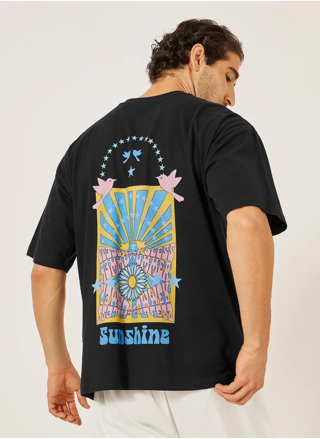 ستايلي Back Graphic Print Jersey Oversized T-Shirt