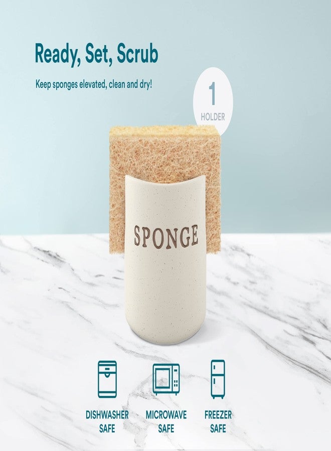 Kook Ceramic Sponge Holder, Speckled Stoneware Caddy, Countertop Soap and Scrub Rest, Rustic Farmhouse Style Decor for Kitchen Sink and Bathroom, Dishwasher Safe, Cream - Image 5