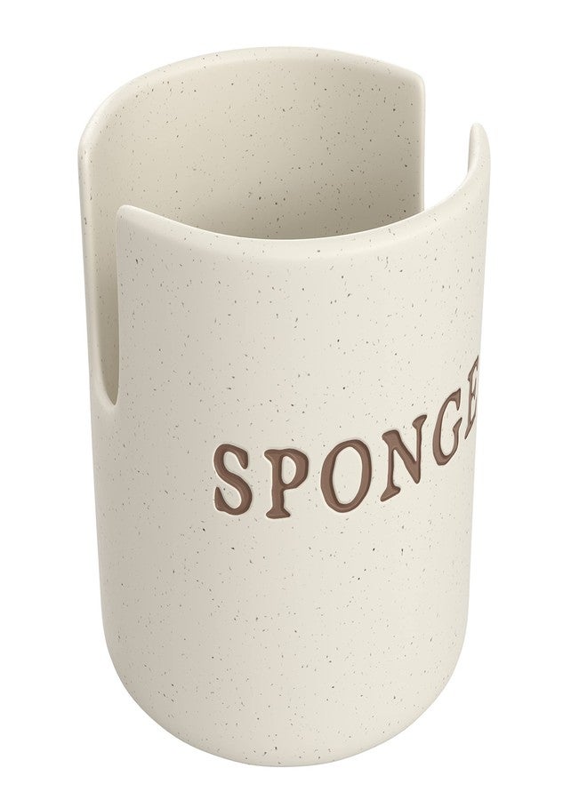 Kook Ceramic Sponge Holder, Speckled Stoneware Caddy, Countertop Soap and Scrub Rest, Rustic Farmhouse Style Decor for Kitchen Sink and Bathroom, Dishwasher Safe, Cream - Image 2