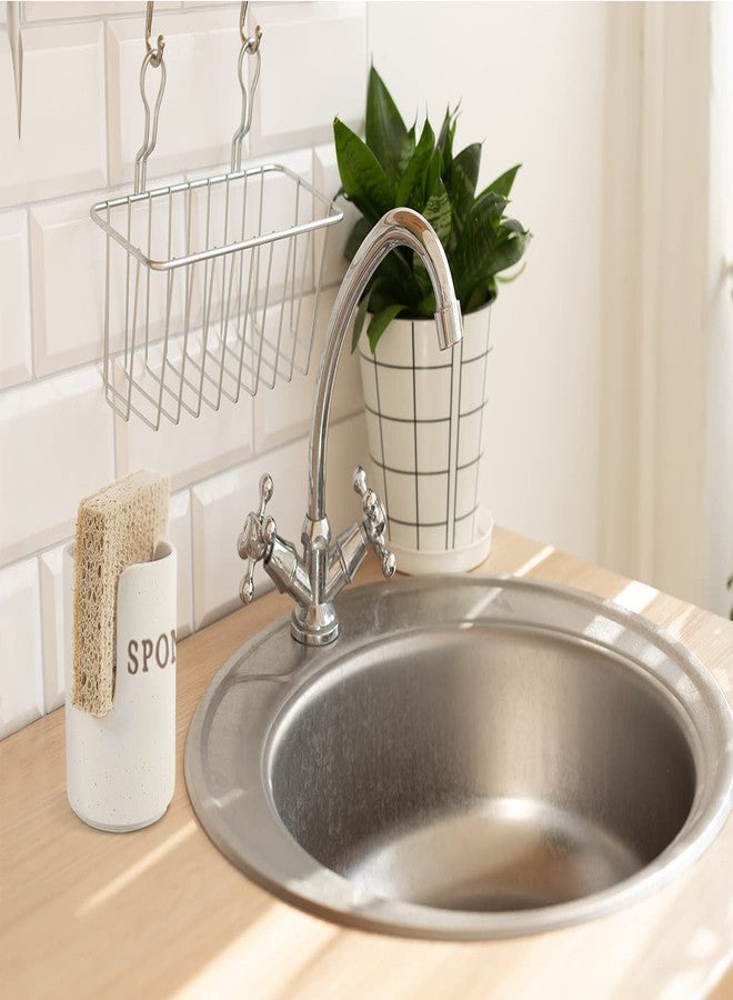 Kook Ceramic Sponge Holder, Speckled Stoneware Caddy, Countertop Soap and Scrub Rest, Rustic Farmhouse Style Decor for Kitchen Sink and Bathroom, Dishwasher Safe, Cream - Image 3