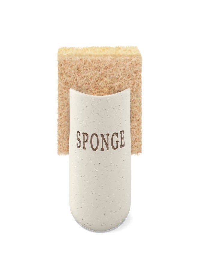 Kook Ceramic Sponge Holder, Speckled Stoneware Caddy, Countertop Soap and Scrub Rest, Rustic Farmhouse Style Decor for Kitchen Sink and Bathroom, Dishwasher Safe, Cream - Image 1