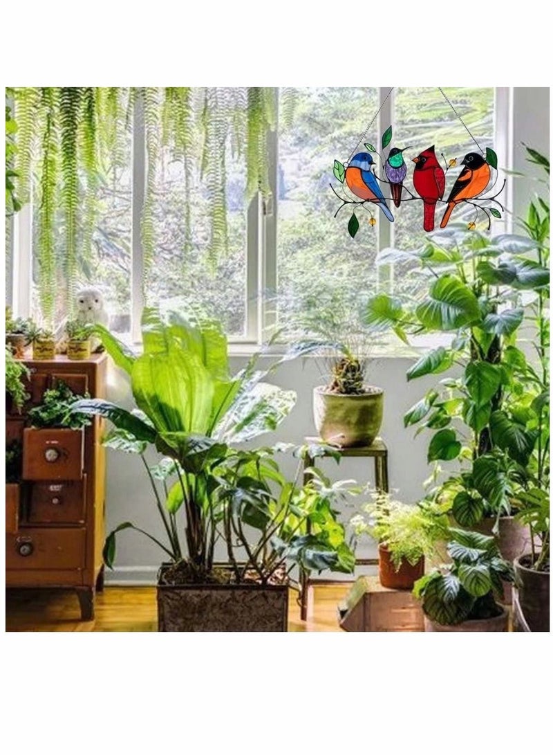 SYOSI Spring Birds, Painted Epoxy Glass, SYOSI Window Ornament Art Chain, Metal Bird Series, Art Ornaments Pendant Hanging, for Windows or Doors Home Decoration, Gifts for Bird Lovers（4 Birds） - Image 4