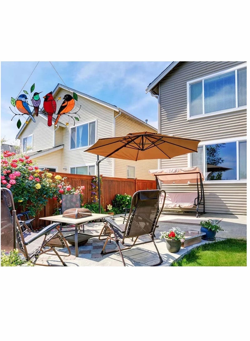 SYOSI Spring Birds, Painted Epoxy Glass, SYOSI Window Ornament Art Chain, Metal Bird Series, Art Ornaments Pendant Hanging, for Windows or Doors Home Decoration, Gifts for Bird Lovers（4 Birds） - Image 3