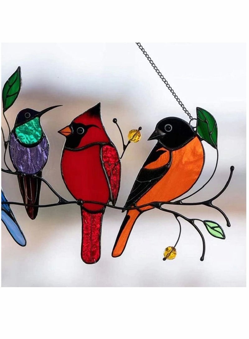 SYOSI Spring Birds, Painted Epoxy Glass, SYOSI Window Ornament Art Chain, Metal Bird Series, Art Ornaments Pendant Hanging, for Windows or Doors Home Decoration, Gifts for Bird Lovers（4 Birds） - Image 5