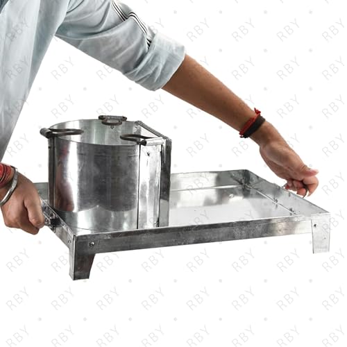 RBY Royal Iron Chulha Heavy Duty Coal Firewood Stove Big Size (48 x 23 x 33 CM) Outdoor Cooking BBQ Camping Trekking Travel Sigdi Strong Build Large Utensil Support High Heat Performance (2 Kg) - Image 4