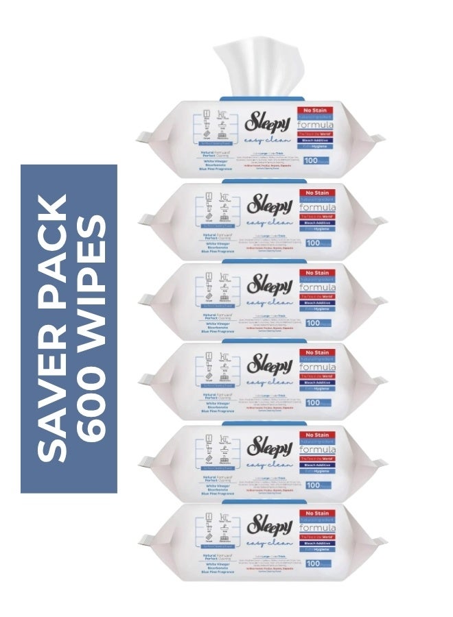Sleepy Easy Clean Surface Wipes – Saver Pack (6x100 Pieces) – 600 Wipes – Bleach Scent - Image 1