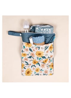 Excefore Diaper Wet Dry Bags Waterproof Reusable with Two Zippered Pockets Travel Beach Pool Daycare Soiled Baby Items Yoga Gym Bag for Swimsuits or Wet Clothes, 1pcs (Flower)  - Image 3