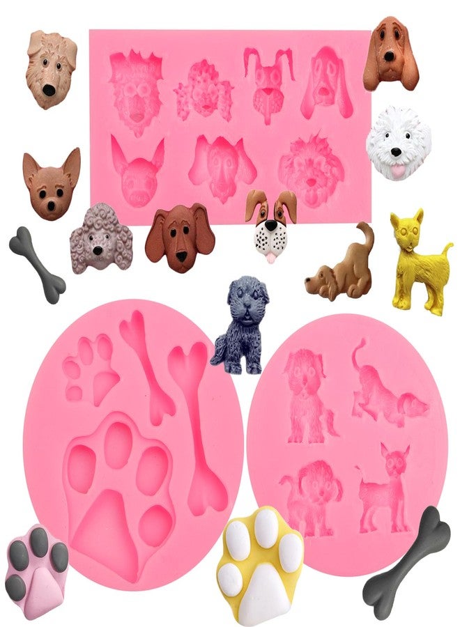 Caregene Pet Dog Cat Silicone Molds Set, Paw Print and Bone Shapes chocolate molds, 3 Pack for Baking and Crafts - Image 1