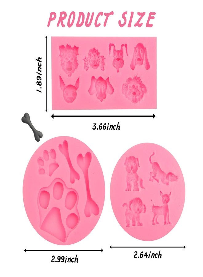 Caregene Pet Dog Cat Silicone Molds Set, Paw Print and Bone Shapes chocolate molds, 3 Pack for Baking and Crafts - Image 2