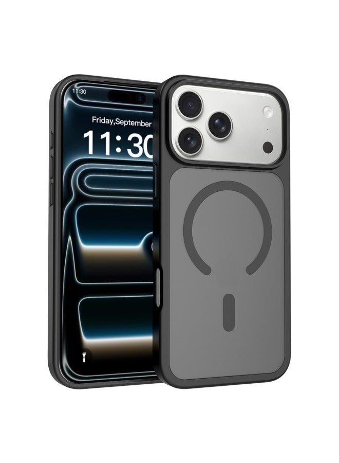 Dual Color Frame Matte Translucent MagSafe Magnetic Case For iPhone, Large Camera Window Shockproof Hybrid TPU+PC Anti-Fingerprint Protective Cover - Image 1