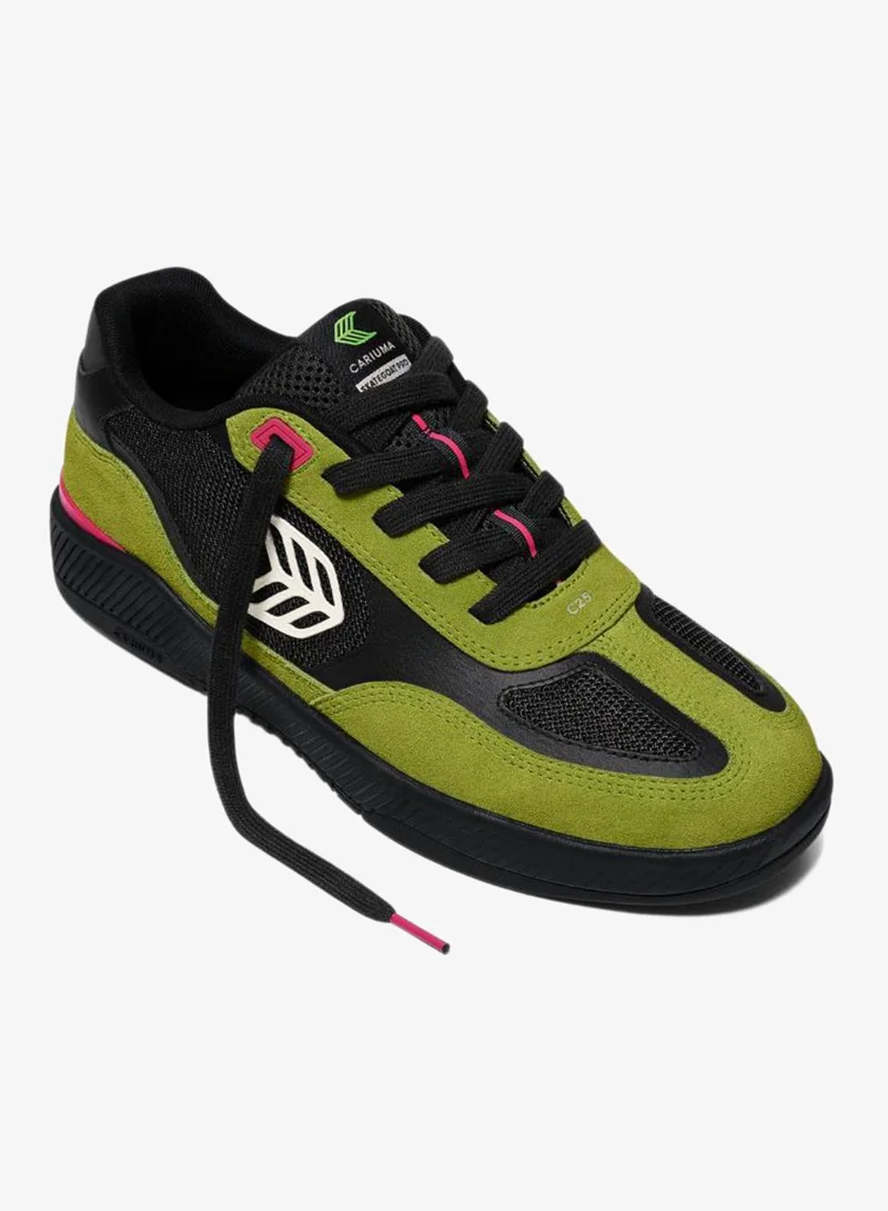 كاريوما SKATEGOAT C25 PRO Lime Green Suede Black Mesh Ivory Logo Pink Sneaker