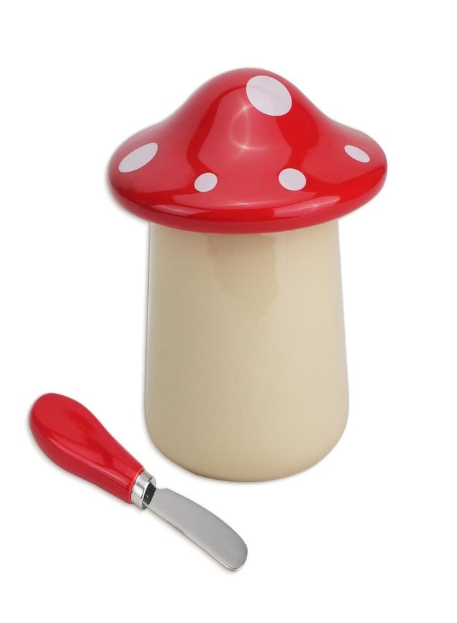 IBEQUEM Mushroom Shaped Butter Dish, Butter Crock with Lid,French Style Ceramic Butter Keeper Holder, Butter Crock Storage Container for Countertop For Spreadable Butter - Image 1