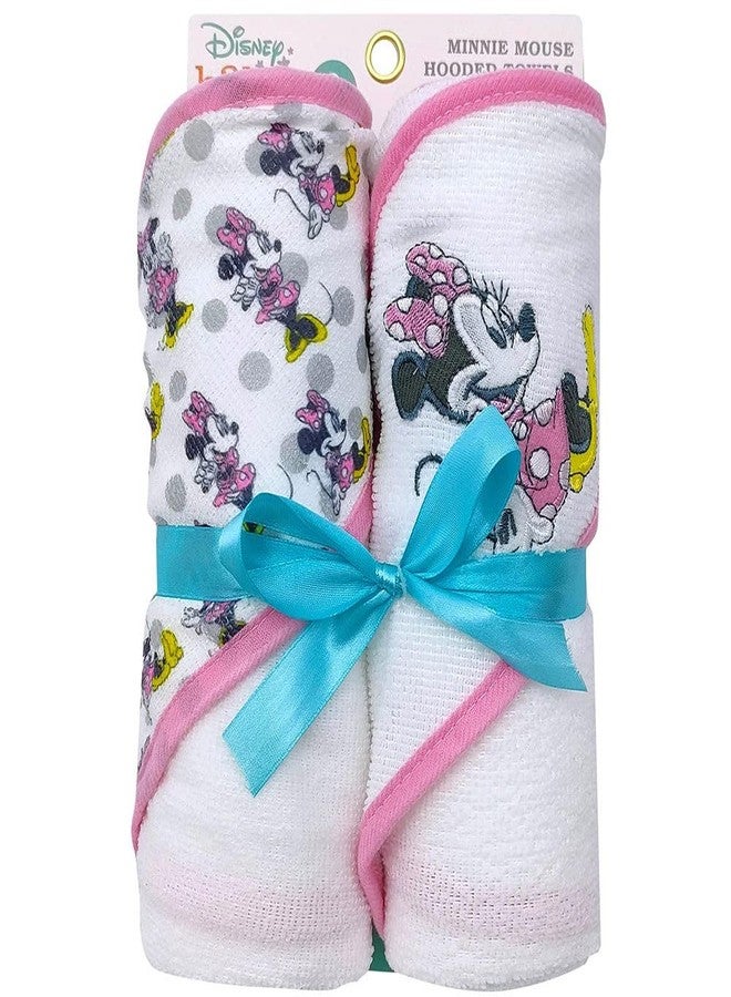 Cudlie Disney Baby Girl 2 Pack Hooded Rolled Minne Mouse Hooded Towels On Header Card