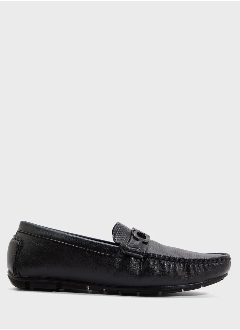 Robert Wood Trim Detal Textured Casual Loafers