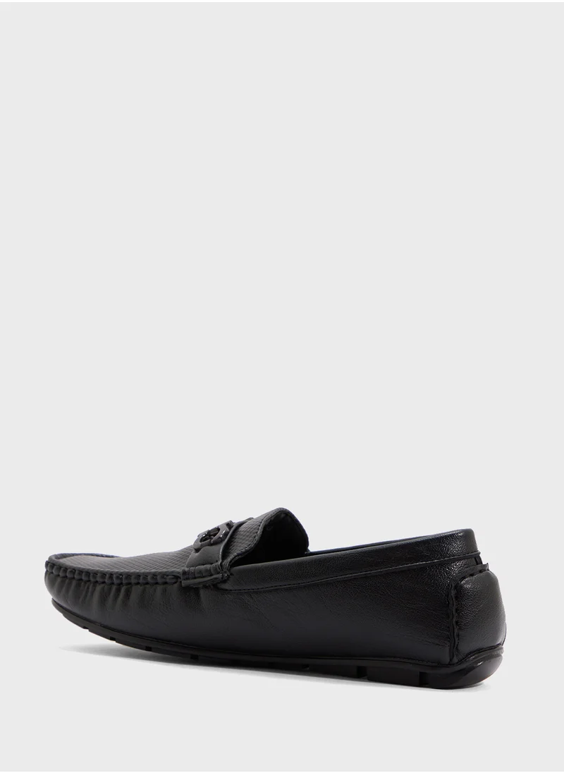 Robert Wood Trim Detal Textured Casual Loafers