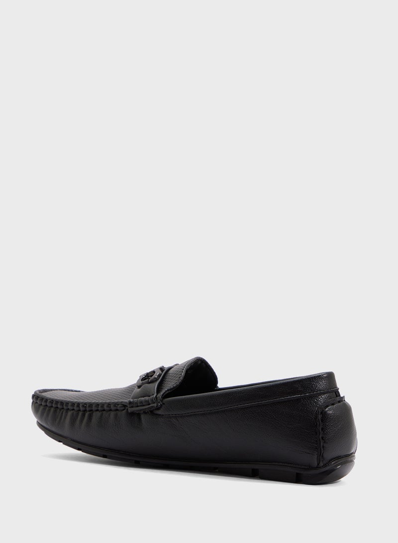 Robert Wood Trim Detal Textured Casual Loafers  - Image 2