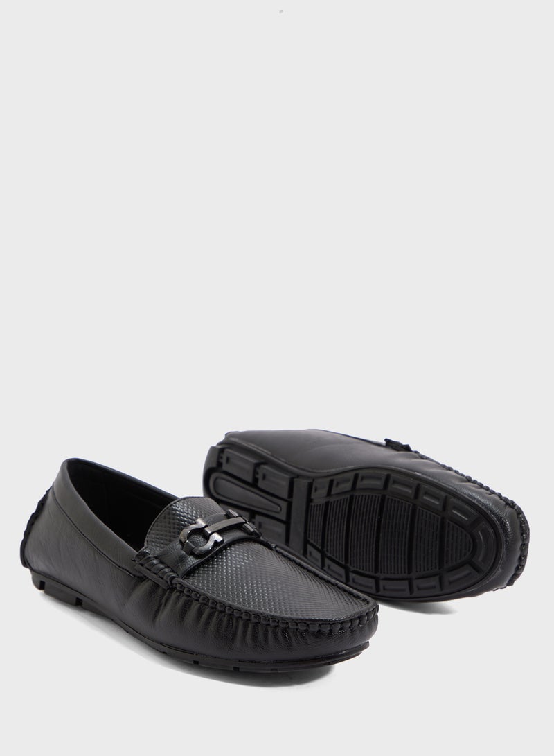 Robert Wood Trim Detal Textured Casual Loafers  - Image 3