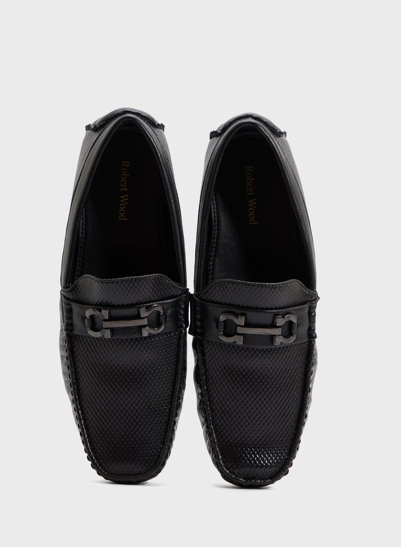 Robert Wood Trim Detal Textured Casual Loafers  - Image 4