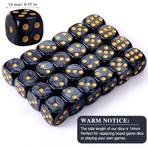 TecUnite 25 Pieces 6 Side Polyhedral Dice Set with Black Pouch Compatible with Board Activities Parties Math Learning and Others with Random Multi Colored Mix ColorBlack6 Sides - Image 5