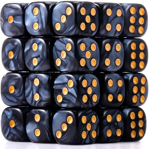 TecUnite 25 Pieces 6 Side Polyhedral Dice Set with Black Pouch Compatible with Board Activities Parties Math Learning and Others with Random Multi Colored Mix ColorBlack6 Sides - Image 1