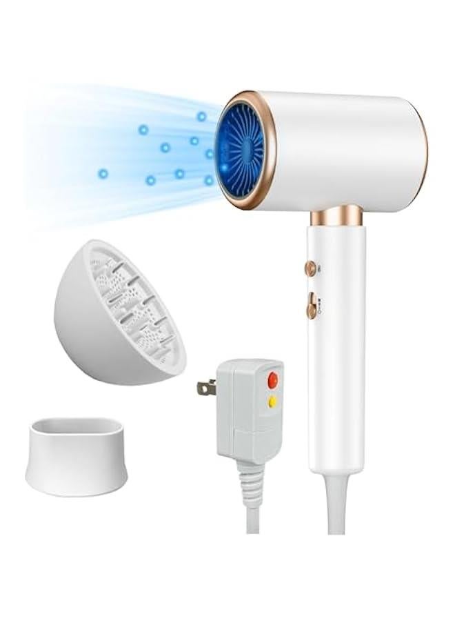 general Negative Ion Hair Dryer 1600W Fast Drying Hair Care Hair Dryer with Diffuser, Concentrator Nozzle, and Anti Leakage Plug(White) - Image 1