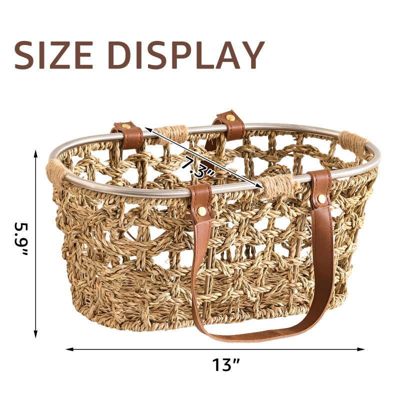 LGENHOOM Farmhouse Wicker Egg Basket for Collecting Fresh Eggs, Round Storage Basket with Handle, Brown, Sea Grass - Image 5