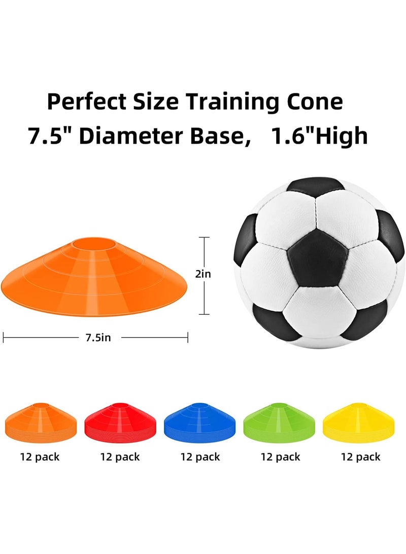 Agility Training Cones 60 Pack with Carry Bag and Holder, Multi-color - Image 2