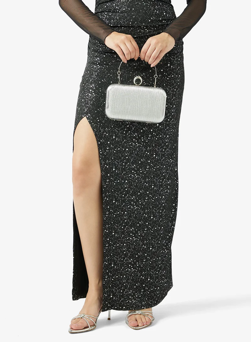 Khizana Silver Detailed Embellished Handle Bag