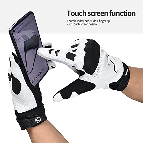 CHCYCLE Dirt Bike Gloves for Men - Mountain Bike Motocross Motorcycle Motorbike ATV Racing Touch Screen Full Finger Gloves for Cycling BMX MTB MX Climbing (X-Large, White) - Image 3