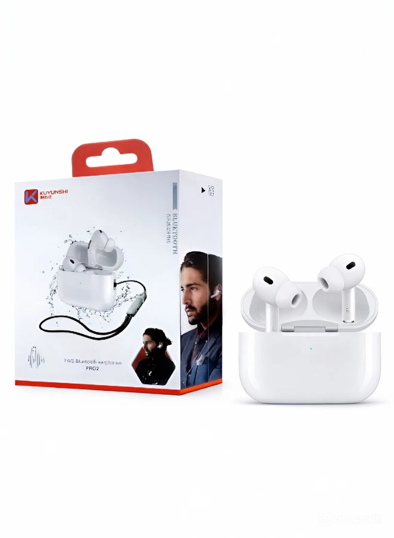 Wireless Bluetooth headphones, fast charging, clear sound, comfortable fit, clear calls, with microphone - White
