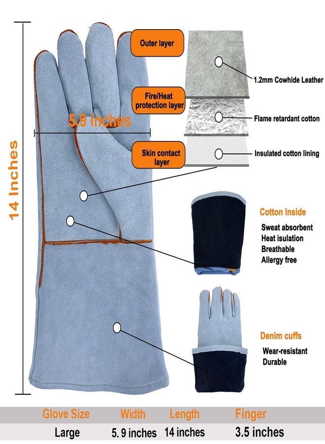 PerfeSafe Leather Work Gloves (Large, 2 Pairs) - Image 5