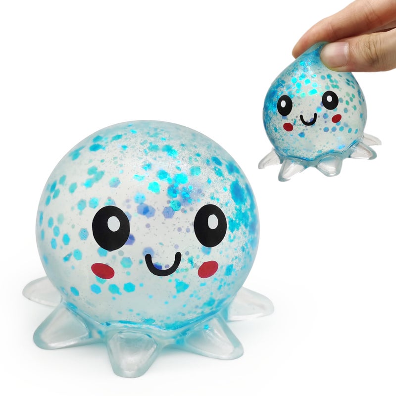 ZTATU Mini Octopus Toy Stress Balls for Adults 1PCS Octopus Sea Animals Squishy Balls for Kids Sensory Fidget Birthday Party Favors Stress Relief Toy Easter Basket Stuffers Blue - Image 3