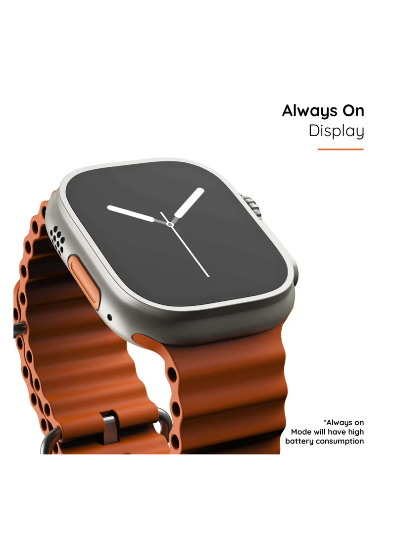 Pebble Cosmos Engage 1.95" IPS Always on Display Smartwatch, Wireless charging, IP67 Water & Dust Resistence, Compatible with Android & iOS, 20+ Sports Modes, 100+Cloud Based Watch Faces, Salamander Orange
