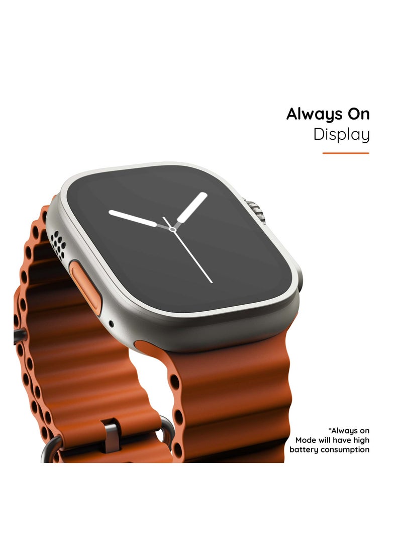 Pebble Cosmos Engage 1.95" IPS Always on Display Smartwatch, Wireless charging, IP67 Water & Dust Resistence, Compatible with Android & iOS, 20+ Sports Modes, 100+Cloud Based Watch Faces, Salamander Orange  - Image 3
