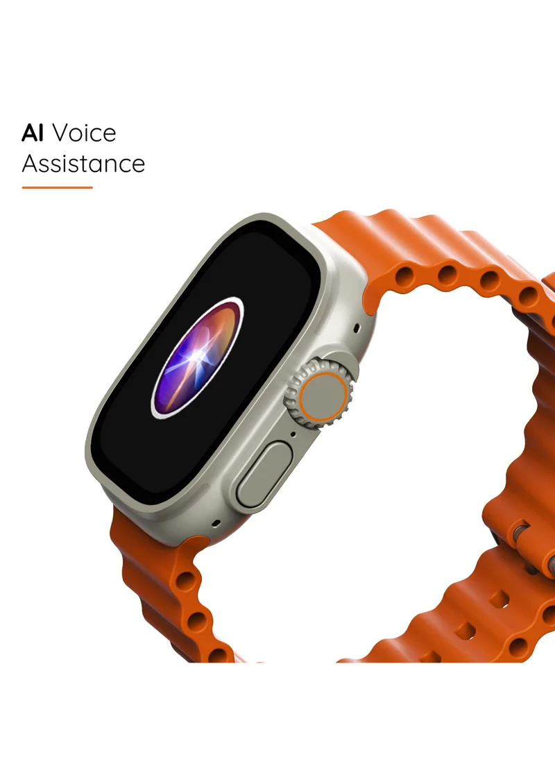 Pebble Cosmos Engage 1.95" IPS Always on Display Smartwatch, Wireless charging, IP67 Water & Dust Resistence, Compatible with Android & iOS, 20+ Sports Modes, 100+Cloud Based Watch Faces, Salamander Orange