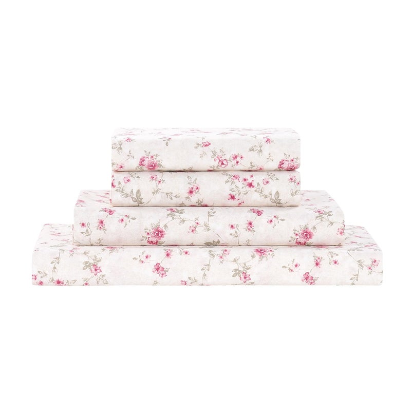 Modern Threads Printed 4-Piece Extra Soft Bedding Sheets & Pillowcase Set, Deep Pocket up to 16 inch Mattress Kashmir Rose Cal King - Image 1