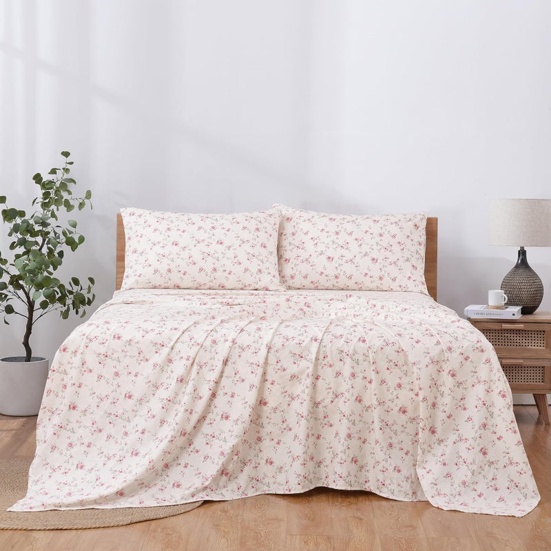 Modern Threads Printed 4-Piece Extra Soft Bedding Sheets & Pillowcase Set, Deep Pocket up to 16 inch Mattress Kashmir Rose Cal King - Image 3