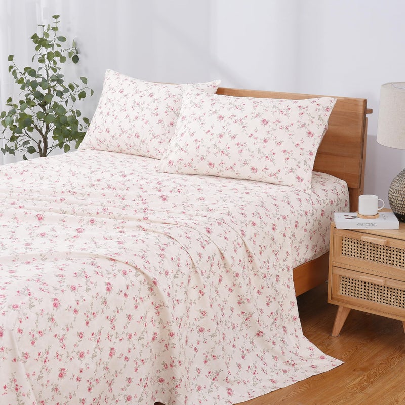 Modern Threads Printed 4-Piece Extra Soft Bedding Sheets & Pillowcase Set, Deep Pocket up to 16 inch Mattress Kashmir Rose Cal King - Image 2