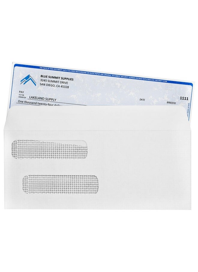 Blue Summit Supplies - 5008 Self Seal Double Window Security Envelopes Designed For Quickbooks Checks Computer Printed Checks 3 5/8 X 8 11/16 (Not For Invoices) - Image 1