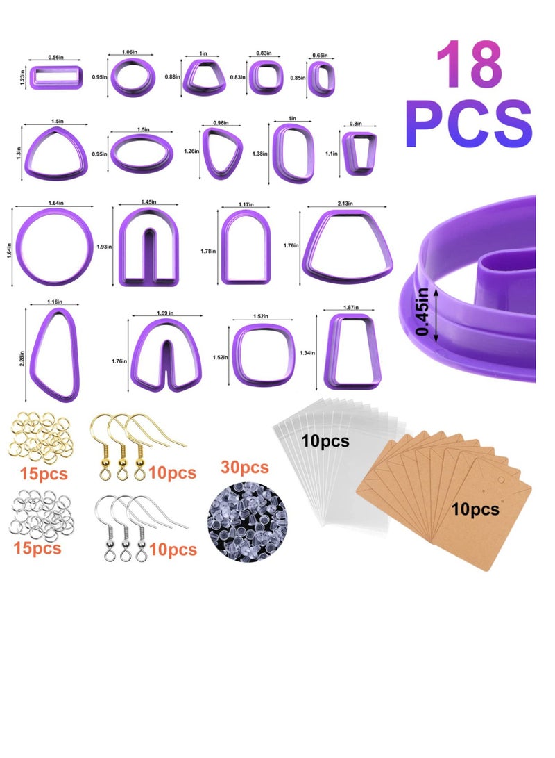 118Pcs Polymer Clay Cutters kit, Set of 18 Clay Cutters Tools for Polymer Clay Jewelry, Plastic Clay Earring Cutters with Earring Cards, Earring Hooks for Polymer Clay Jewelry Making  - Image 3