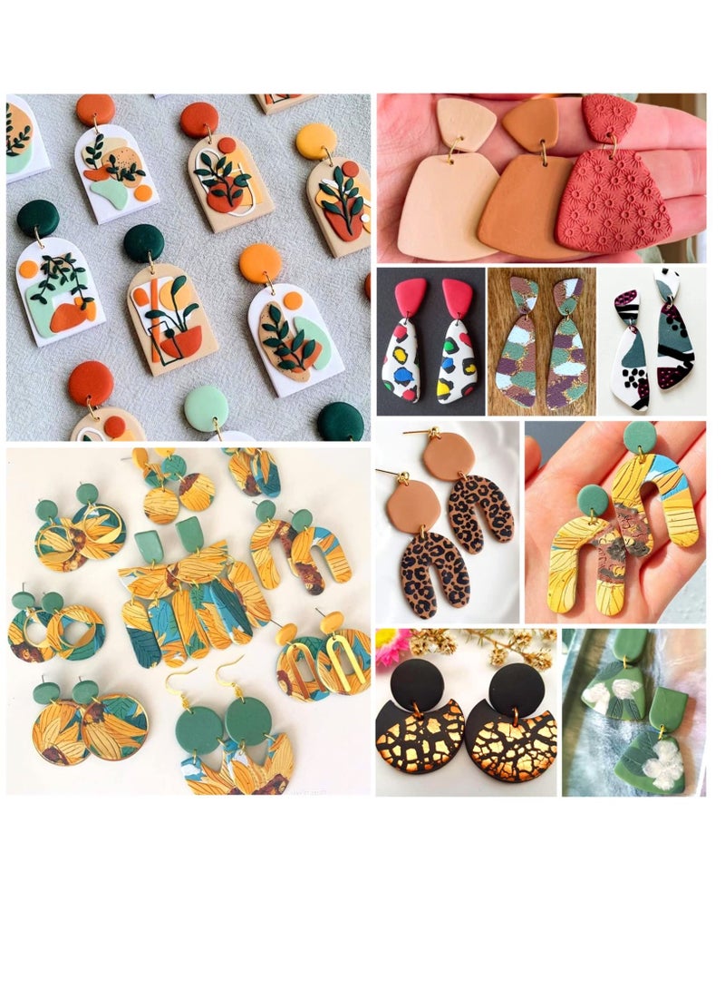 118Pcs Polymer Clay Cutters kit, Set of 18 Clay Cutters Tools for Polymer Clay Jewelry, Plastic Clay Earring Cutters with Earring Cards, Earring Hooks for Polymer Clay Jewelry Making  - Image 2