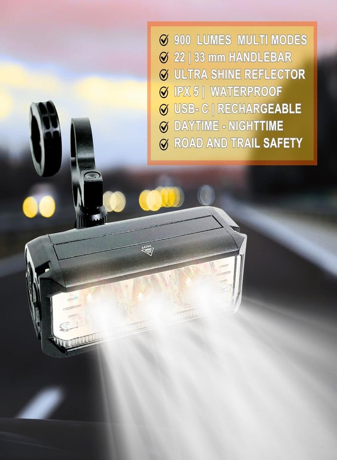 UWILE Ultra Bright Bike Light for Night Riding, Rechargeable Bicycle Headlight,Waterproof Bike Flashlight, 5 Modes, Firm Bracket Tubular Handlebar MTB Road Commuting Cycling, Steering Tube Scooter - Image 2