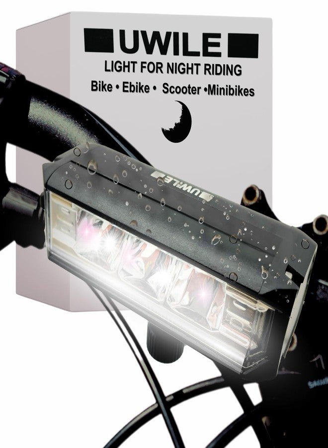 UWILE Ultra Bright Bike Light for Night Riding, Rechargeable Bicycle Headlight,Waterproof Bike Flashlight, 5 Modes, Firm Bracket Tubular Handlebar MTB Road Commuting Cycling, Steering Tube Scooter - Image 1