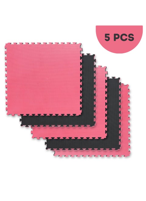 Endless 2.5 cm Thick EVA Foam Floor Mats, Set of 5 | 100L x 100W x 2.5Th cm | Red & Black Interlocking Tiles for Taekwondo, MMA, Gymnastics, Home Gym & Exercise | Durable & Easy to Install