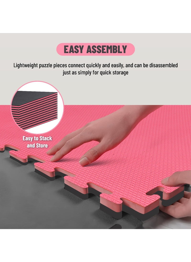 Endless 2.5 cm Thick EVA Foam Floor Mats, Set of 5 | 100L x 100W x 2.5Th cm | Red & Black Interlocking Tiles for Taekwondo, MMA, Gymnastics, Home Gym & Exercise | Durable & Easy to Install